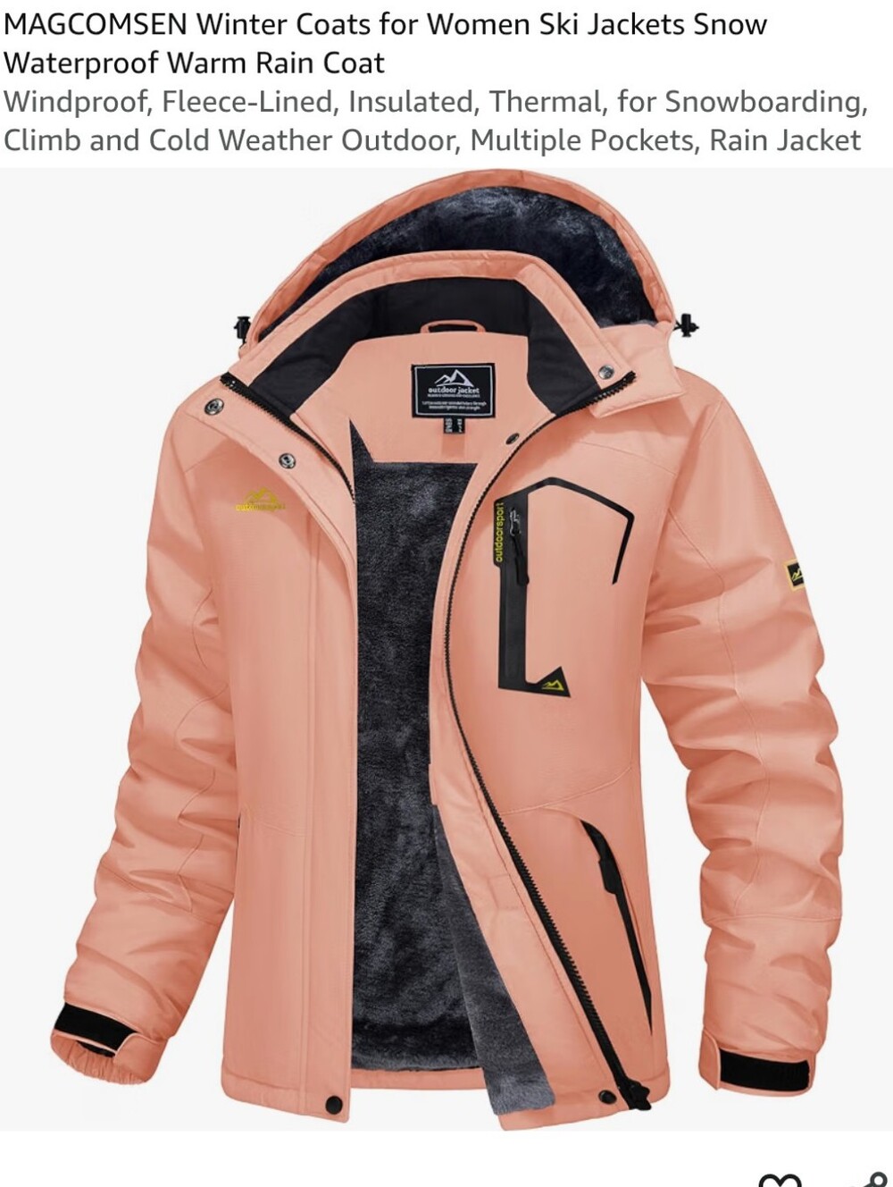 Women's Apricot Ski Jacket - Waterproof Insulated Coat